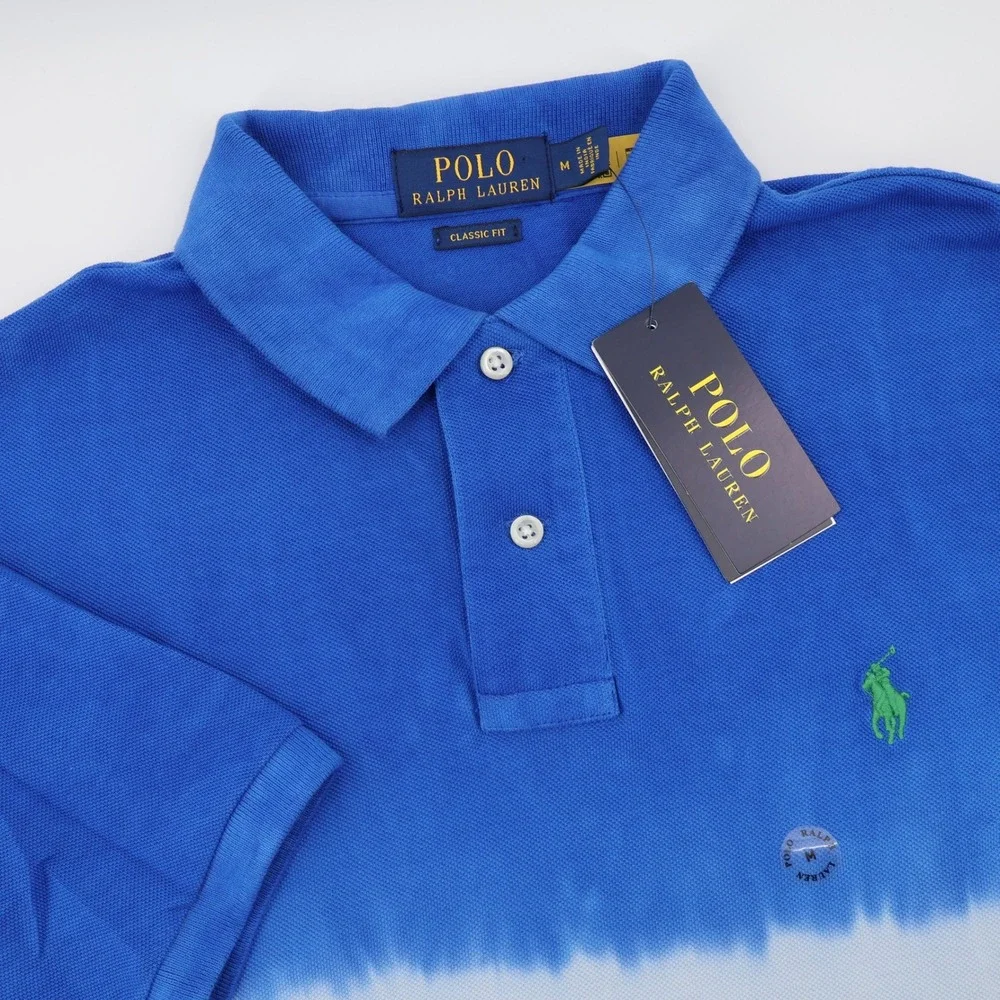 NEW Polo Ralph Lauren Classic Fit Blue Multi Tie Dye Polo‎ Shirt  Ombre Medium
